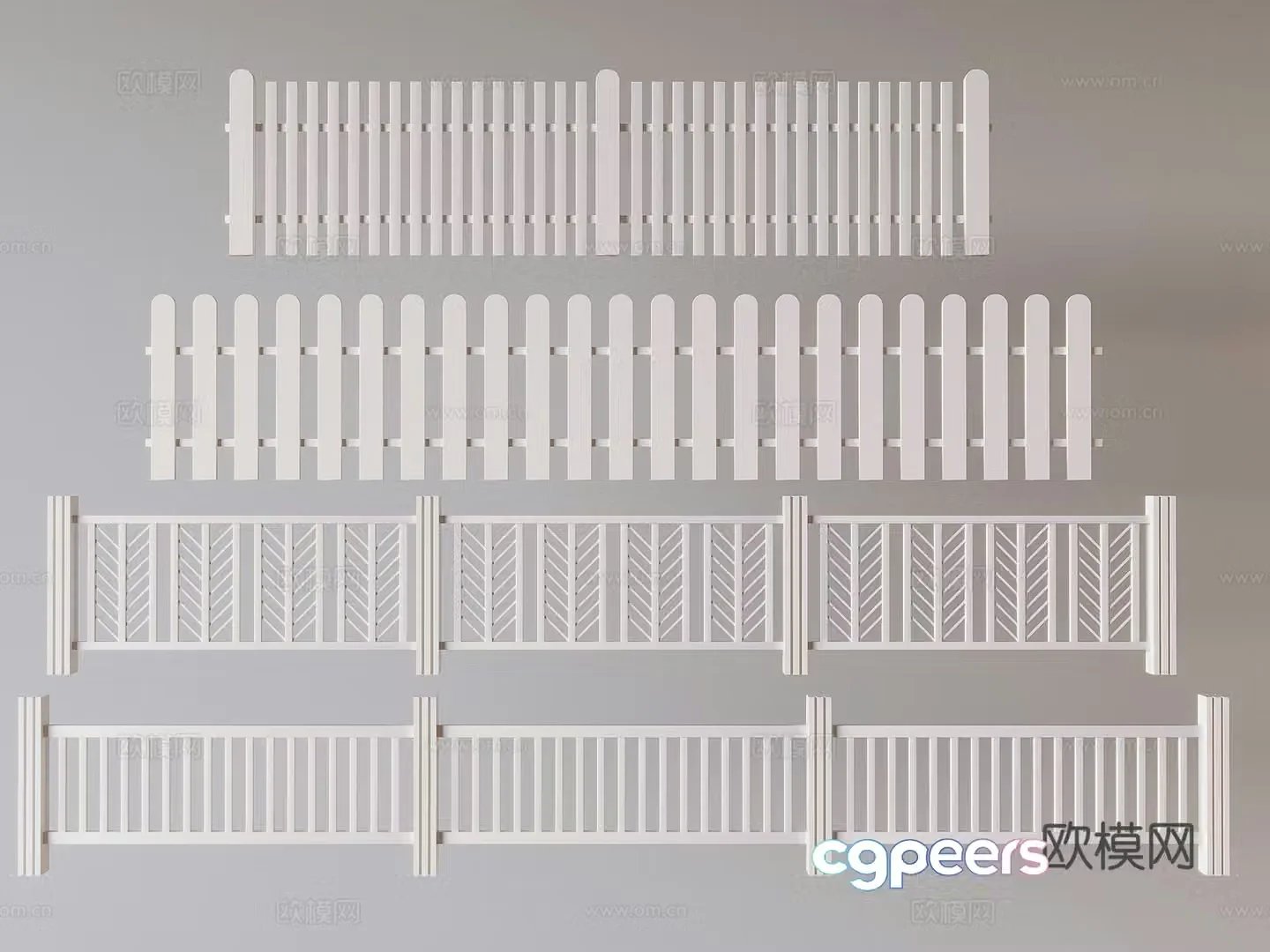 Creamy wind railing guardrail garden fence fence solid wood railing 3d model