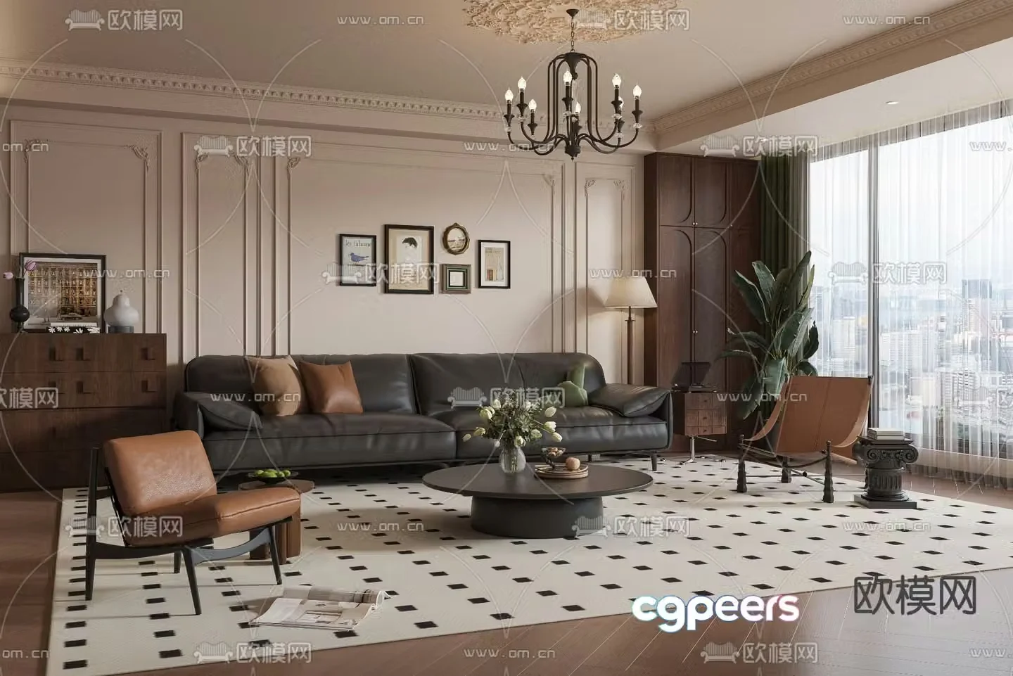 French living room medieval style living room 3d model