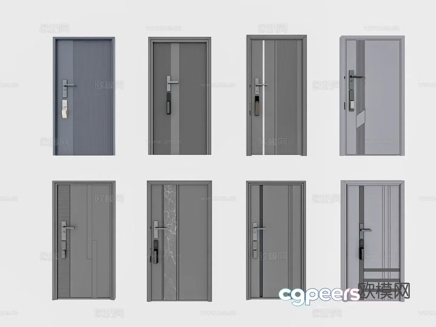 Modern security door Single-open door Metal door Entry door 3D model