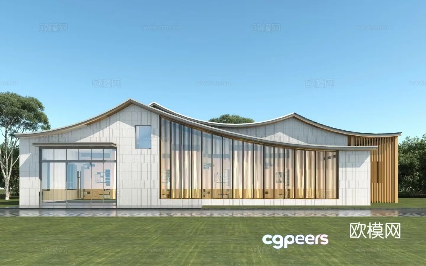 New Chinese-style Chinese-style office building small public building 3D model