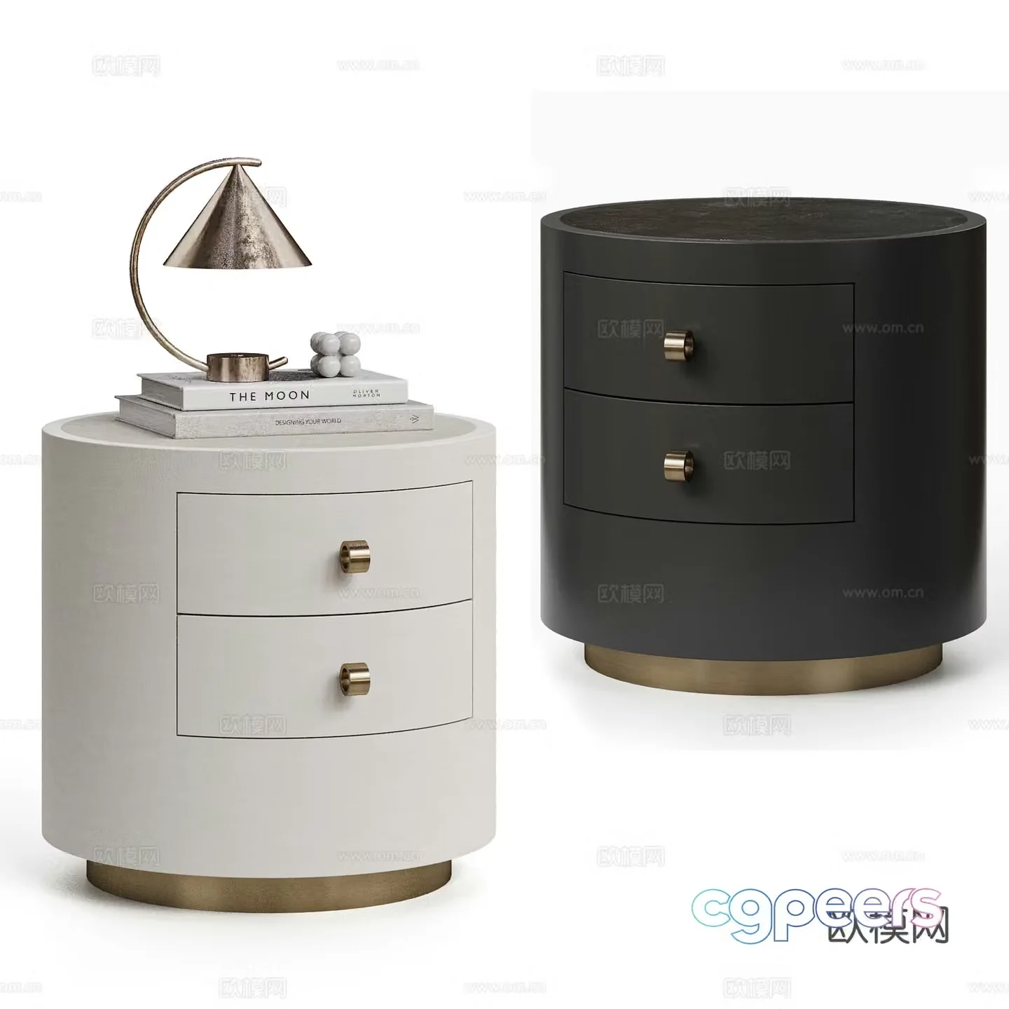 Ditre Italia Modern Italian Light Luxury Bedside Table Round Bedside Table 3D Model