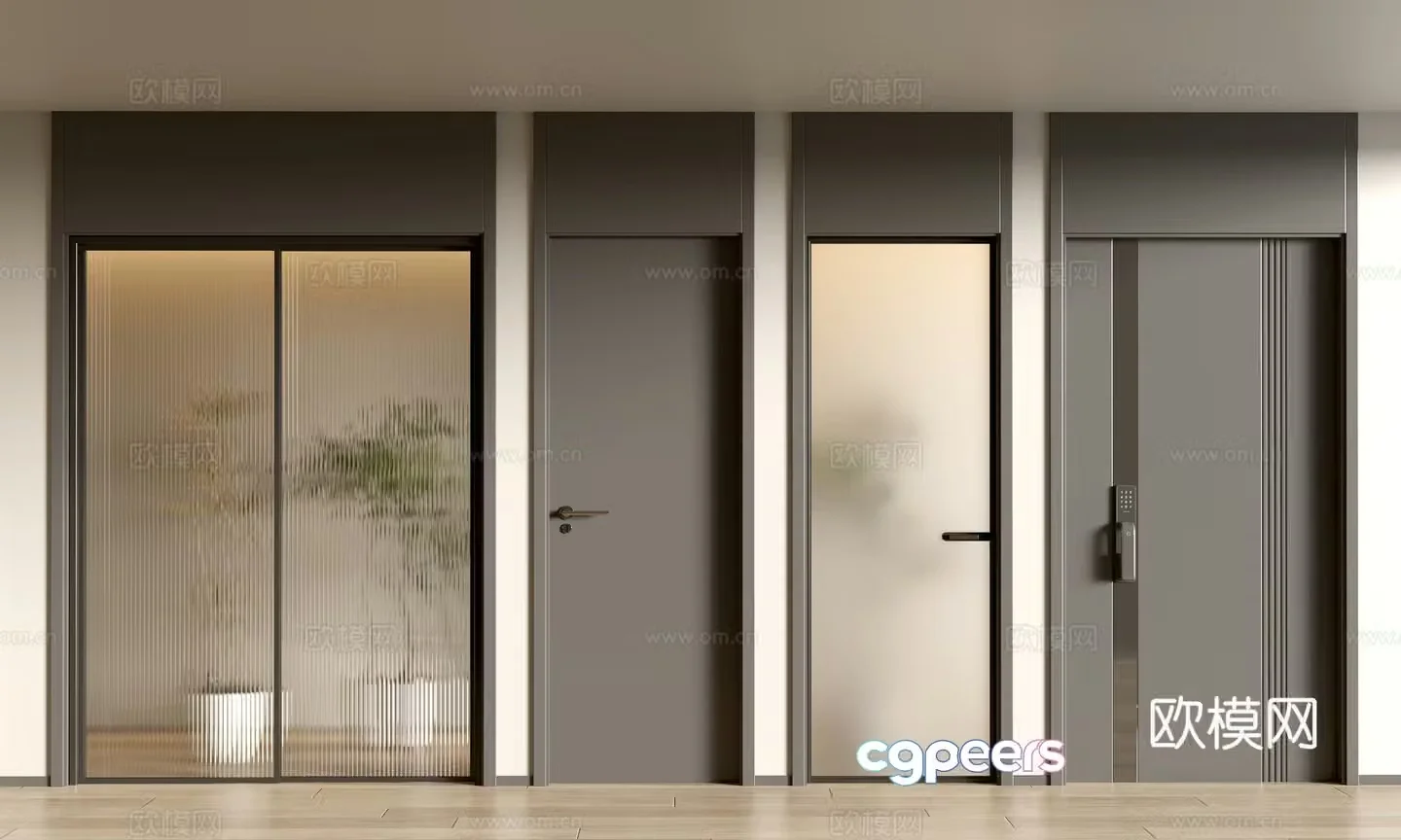 Modern single door bedroom door room door entrance door 3d model