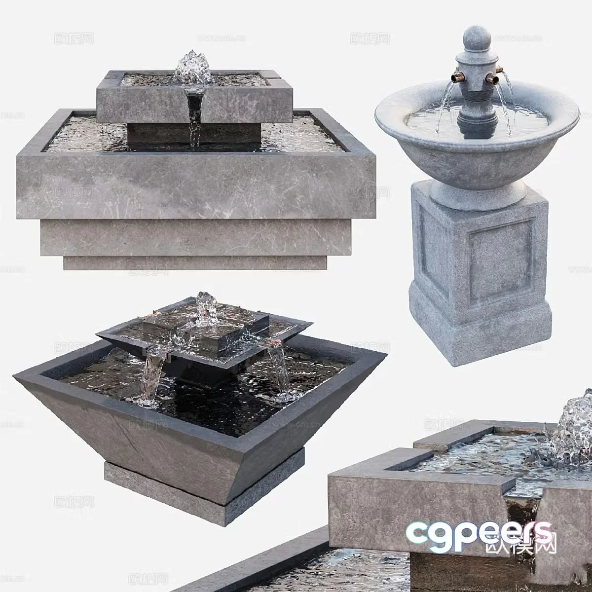 New Chinese Fountain Set 3D Model