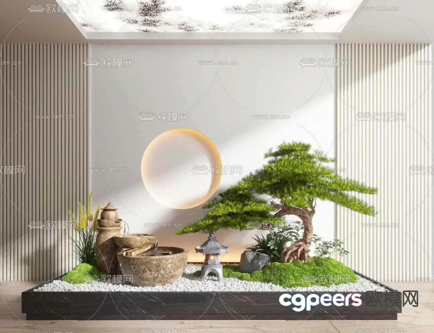 New Chinese style landscaping indoor landscaping 3d model