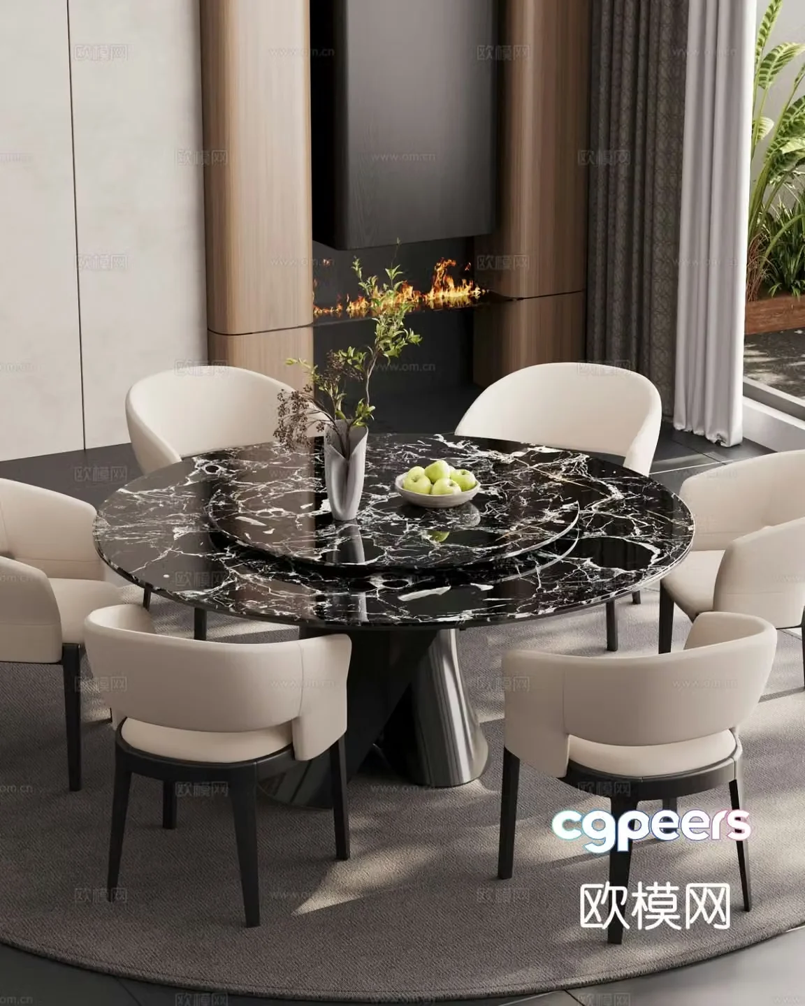 Italian dining table and chairs 3d model