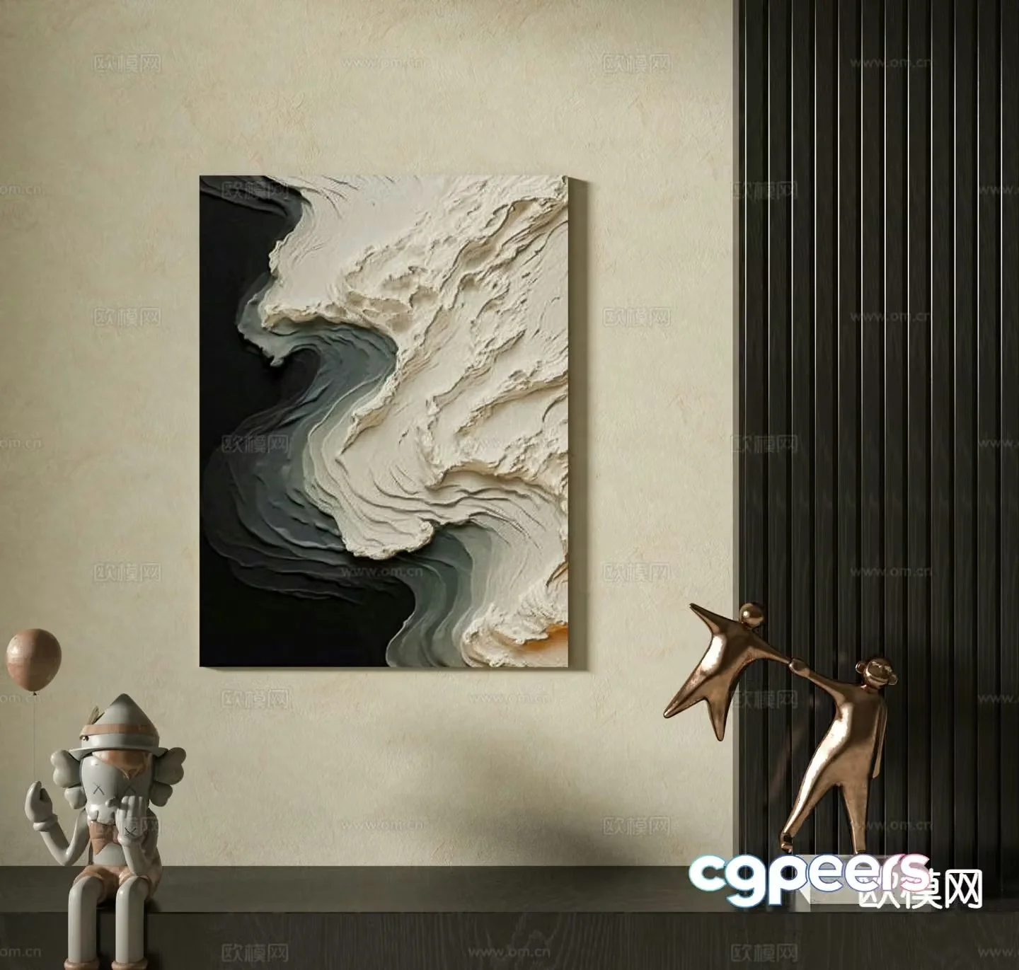 Wabi-sabi oil painting texture painting decorative painting 3d model