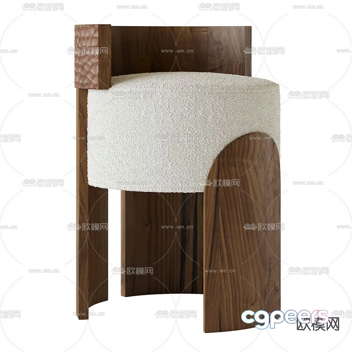Nordic single chair wooden chair 3d model