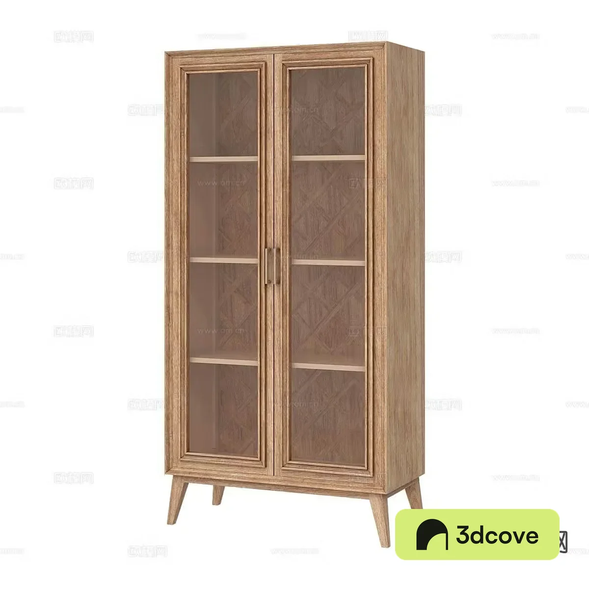 Nordic bookcase solid wood bookcase 3d model