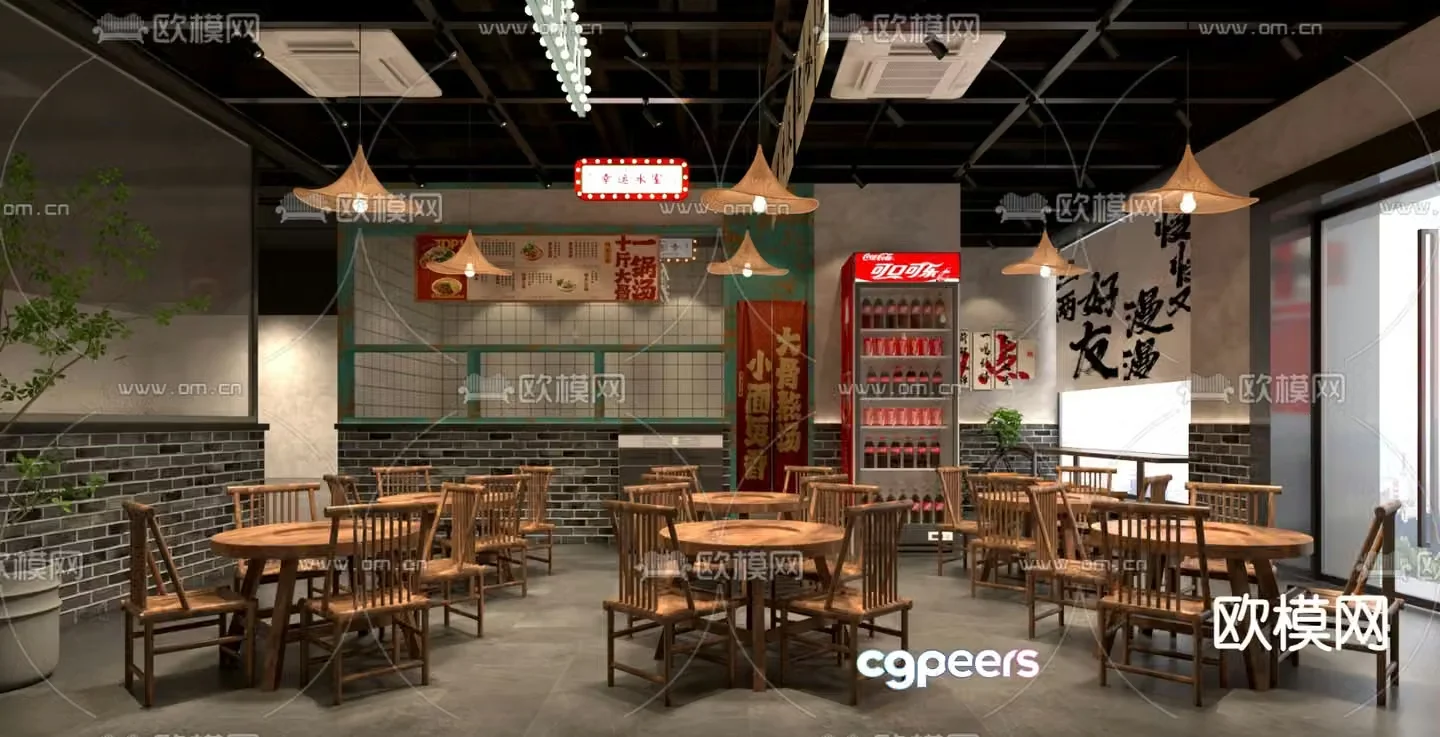 Industrial style noodle restaurant Chongqing Xiaomian 3D model