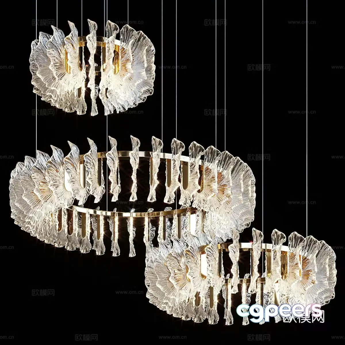 Modern light luxury round decorative chandeliers 3D model