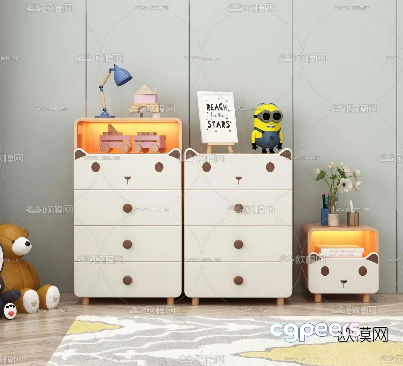 Nordic cartoon children’s chest bedside table 3d model