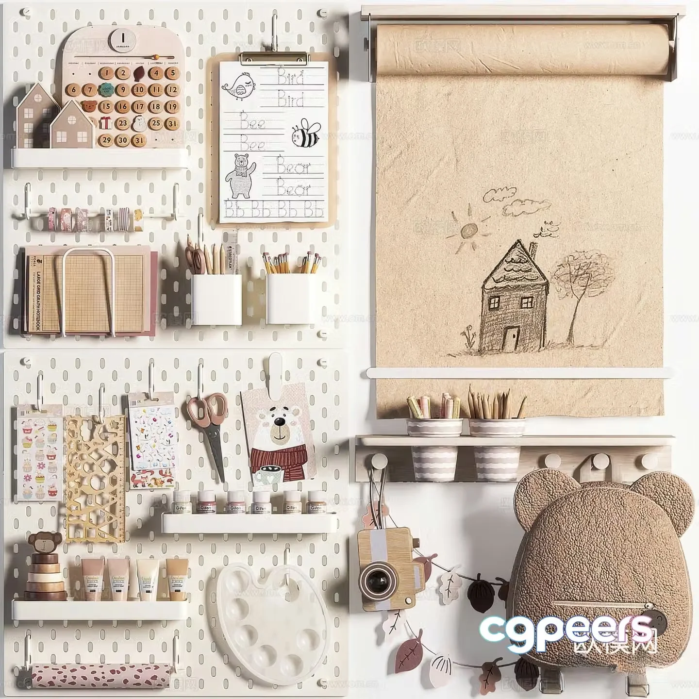 Children’s wall decorations school supplies 3d model