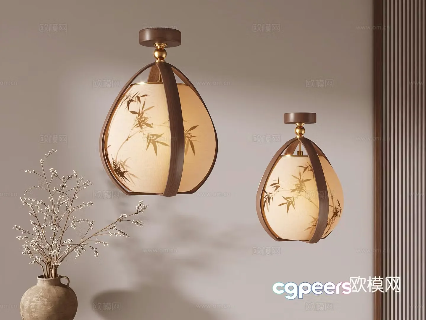 New Chinese-style small chandeliers aisle light corridor light 3d model