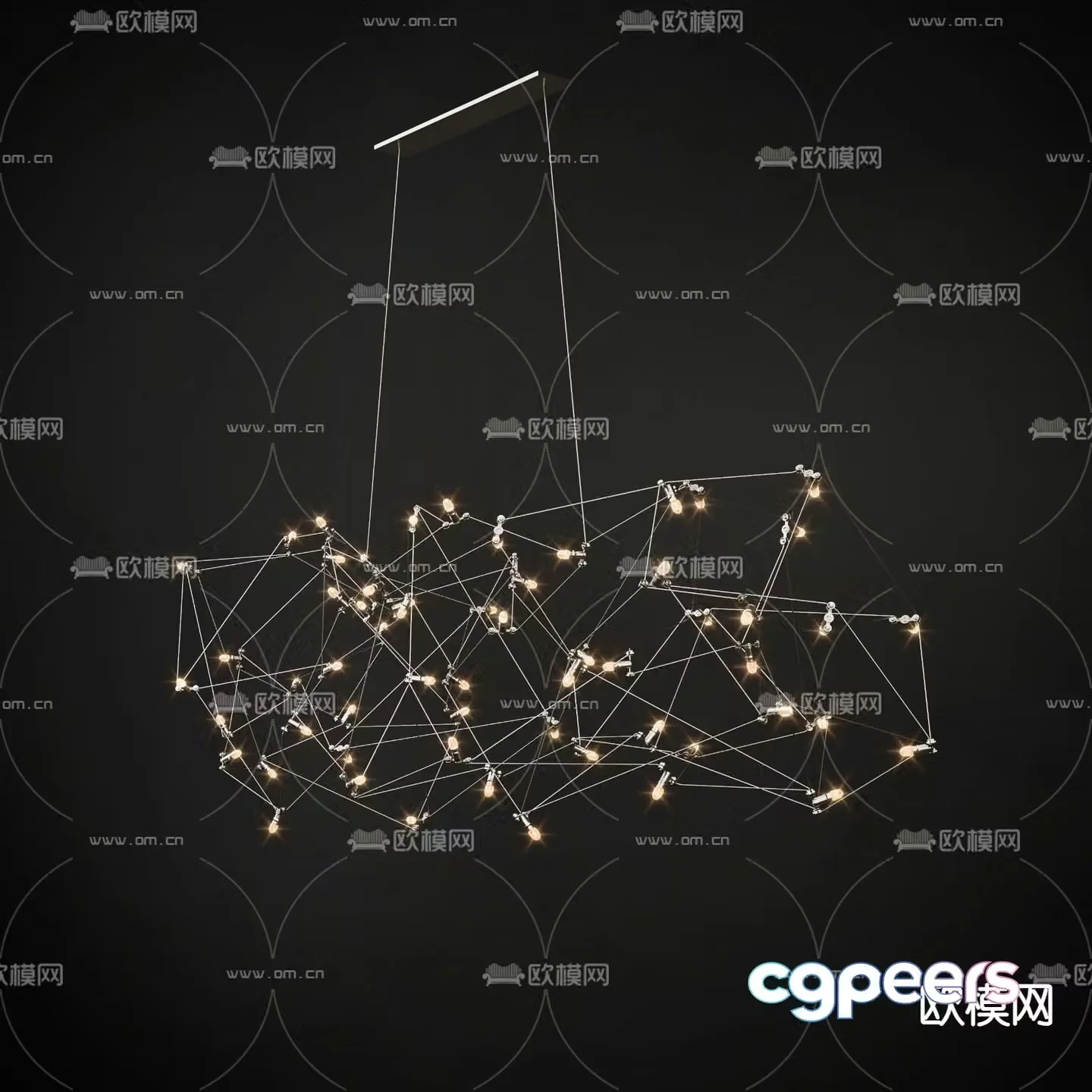 Modern Chandelier Linear Light 3D Model