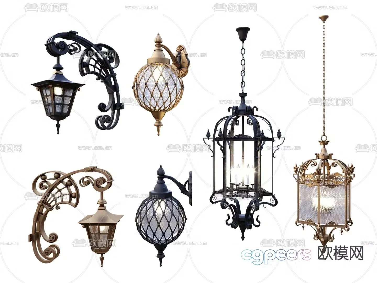 European wall lamp outdoor lamp bird cage lamp 3d model