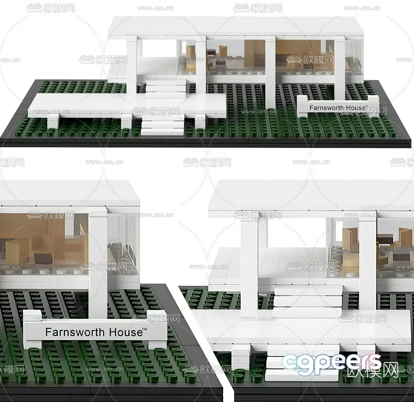 Modern building block construction toy 3d model