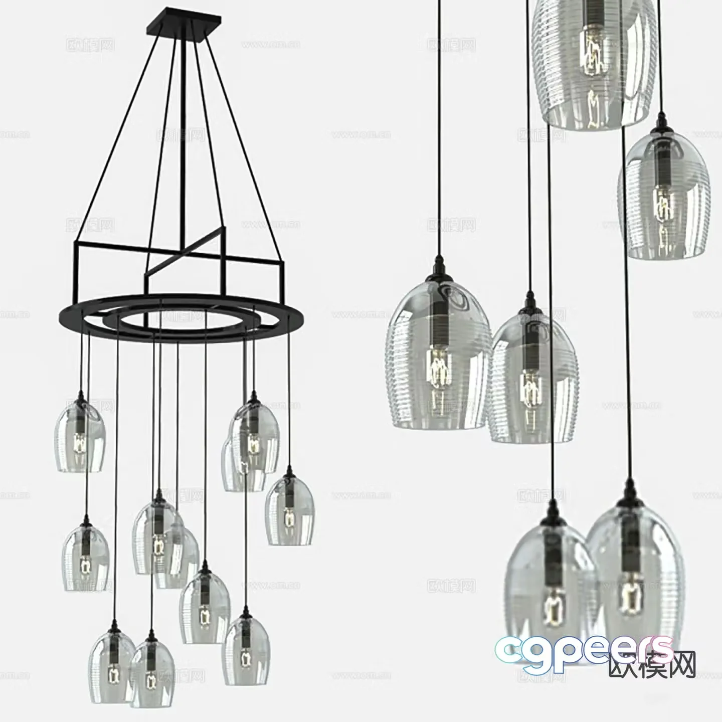 Modern glass chandelier indoor chandelier 3d model