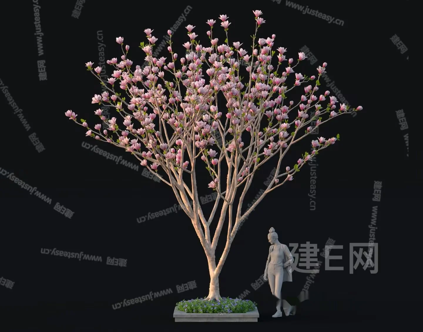 A Tree With Pink Flowers 3D Model – 11769 – VRAY Render