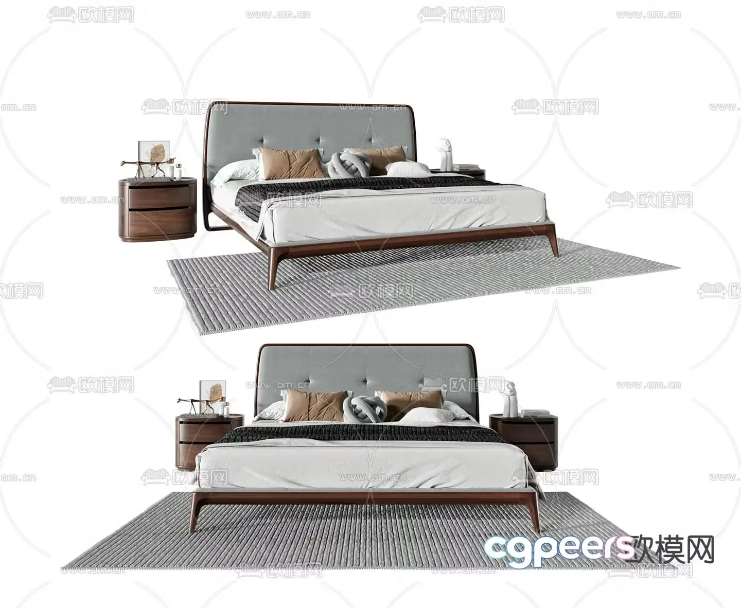 Medieval style double bed 3d model