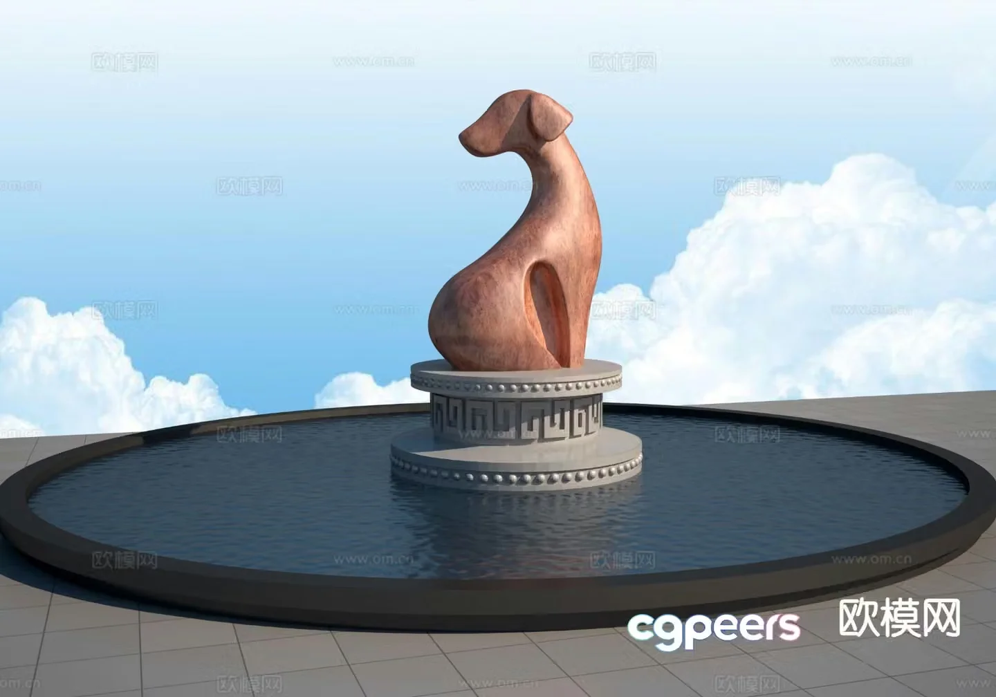 Zodiac dog sculpture 3d model