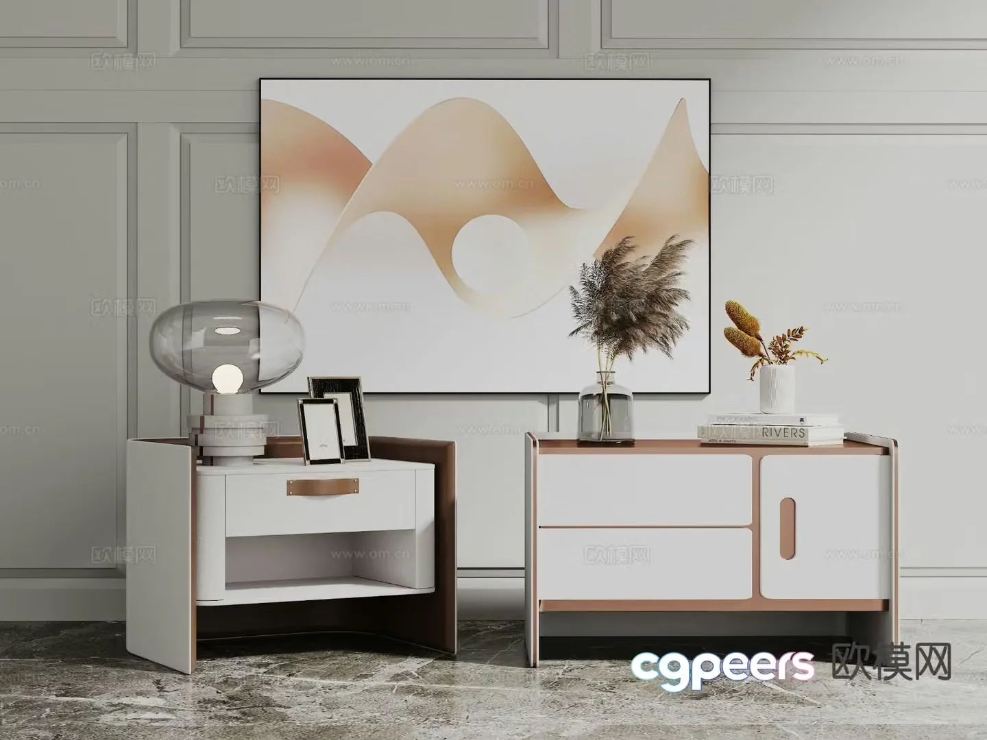Modern bedside table 3d model