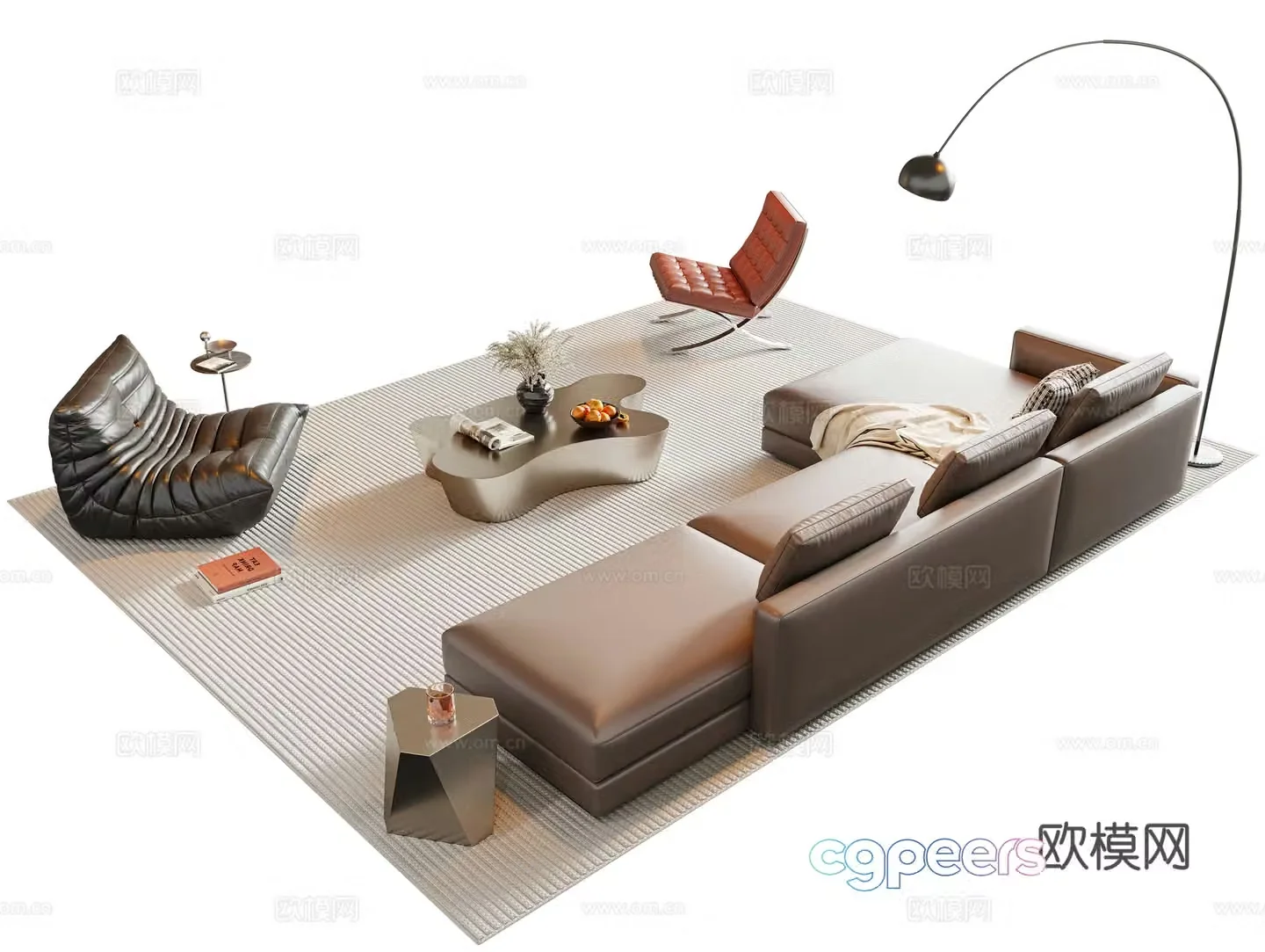 Italian sectional sofa 3d model