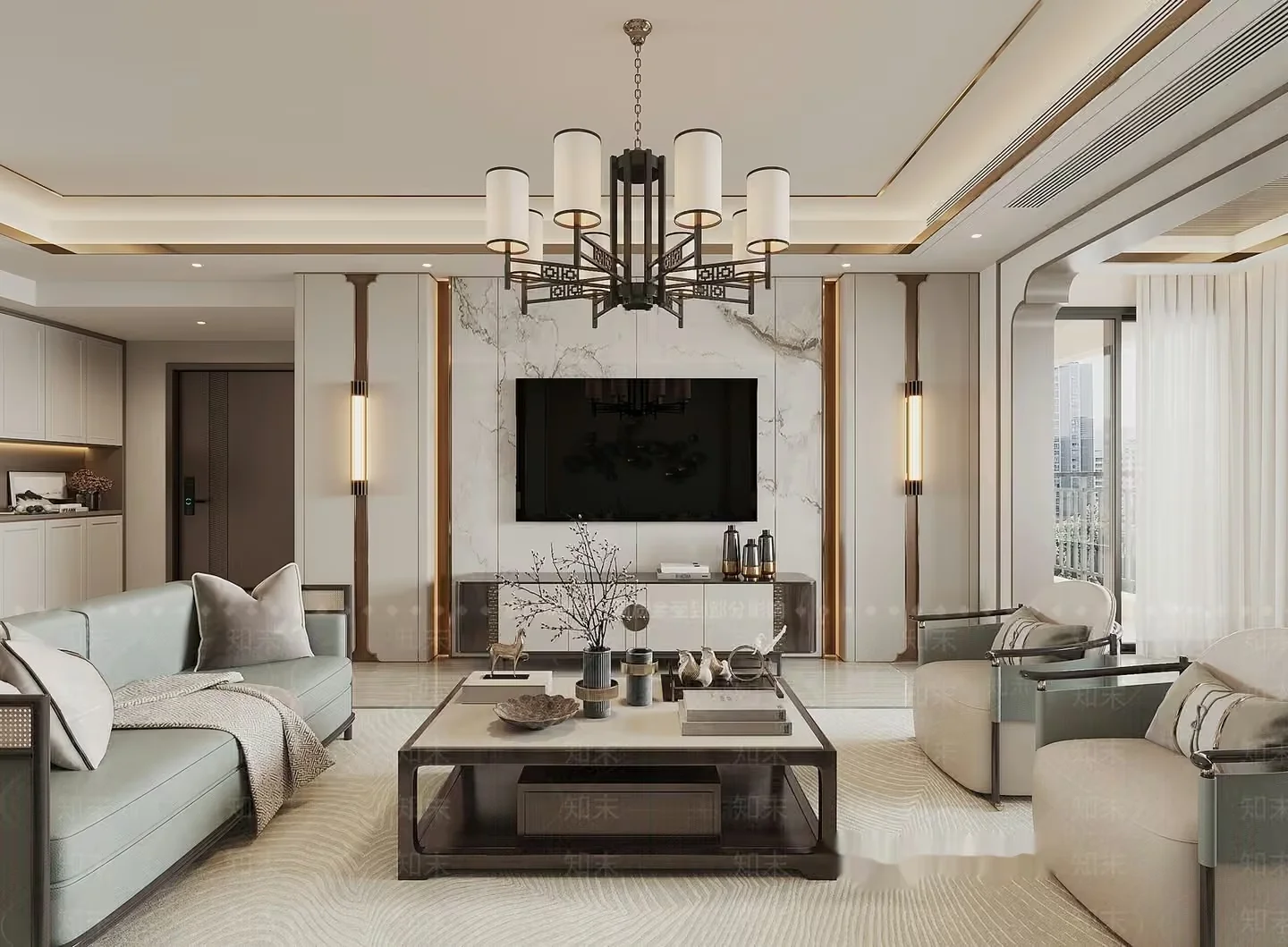 Modern Living Room 3D Model – 19820 – VRAY Render