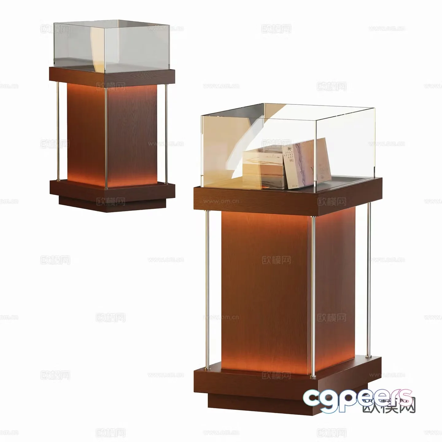 Modern museum glass booth display stand 3d model
