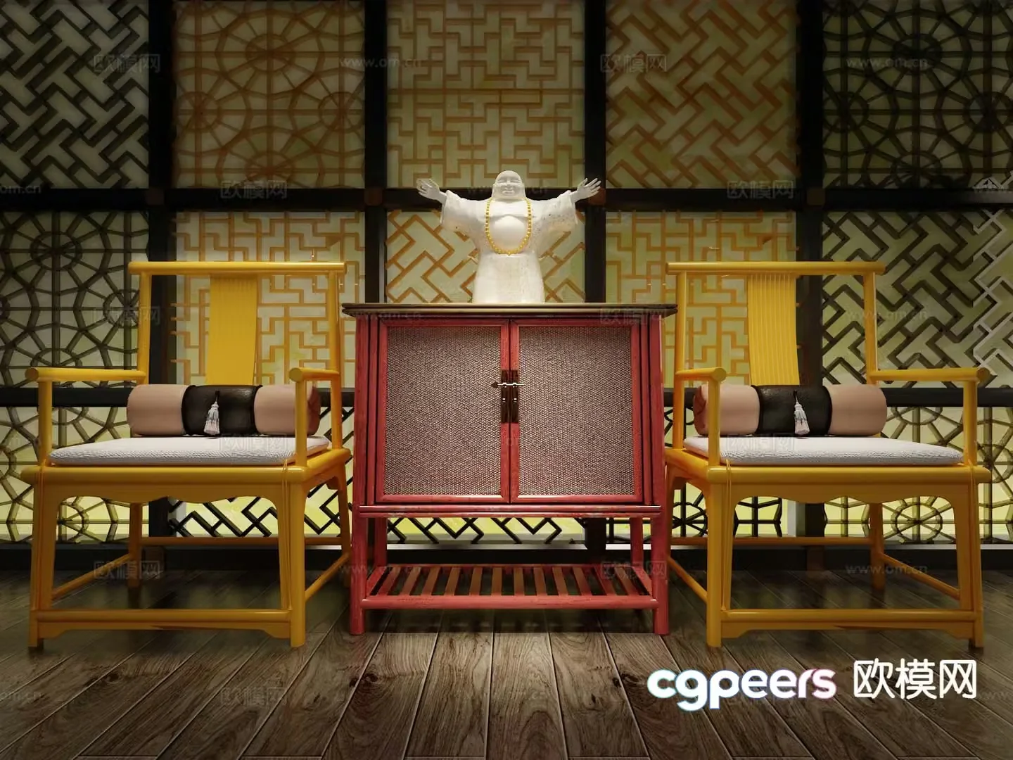 Chinese style chair Taishi chair 3d model