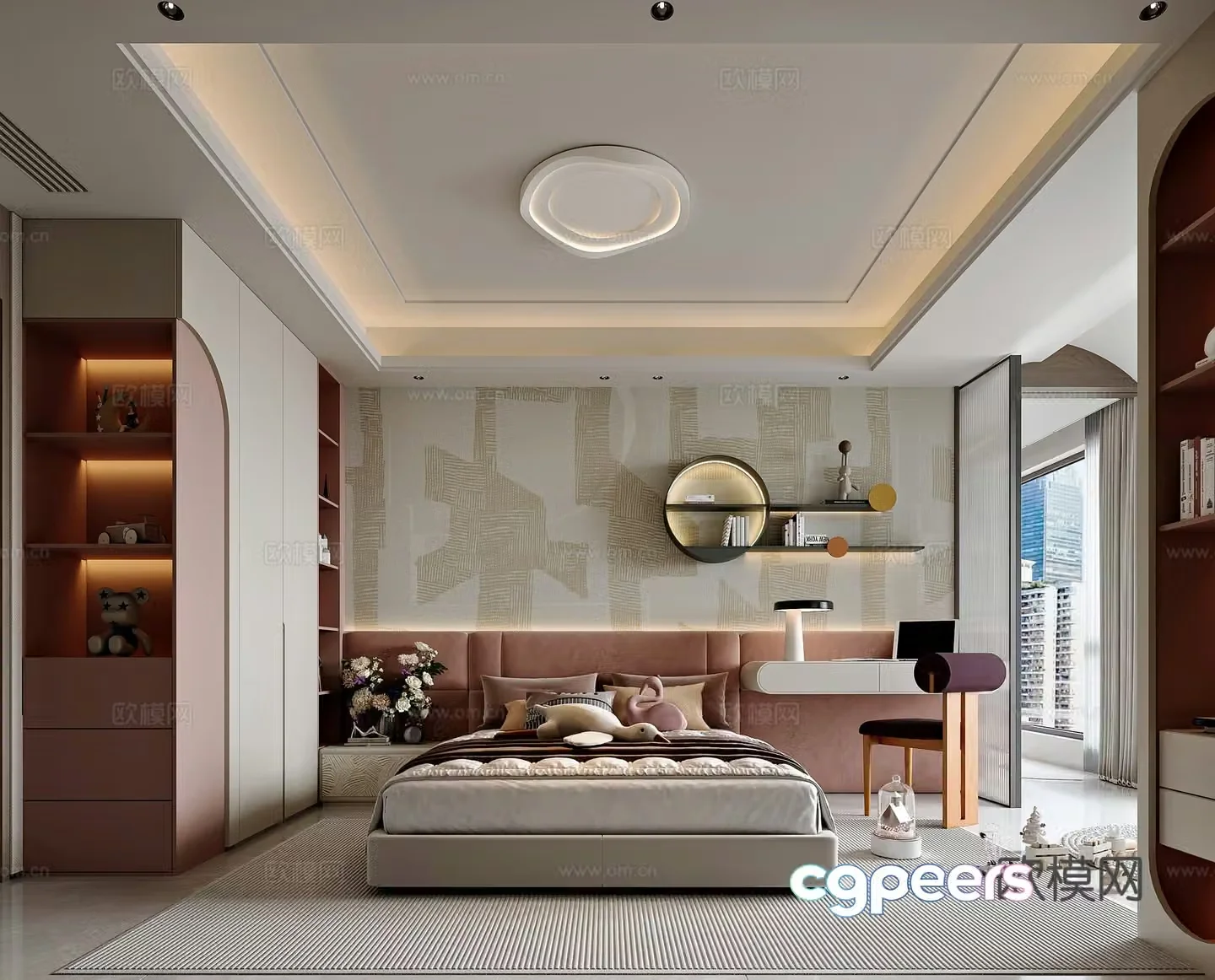 Modern style home bedroom girl room 3d model