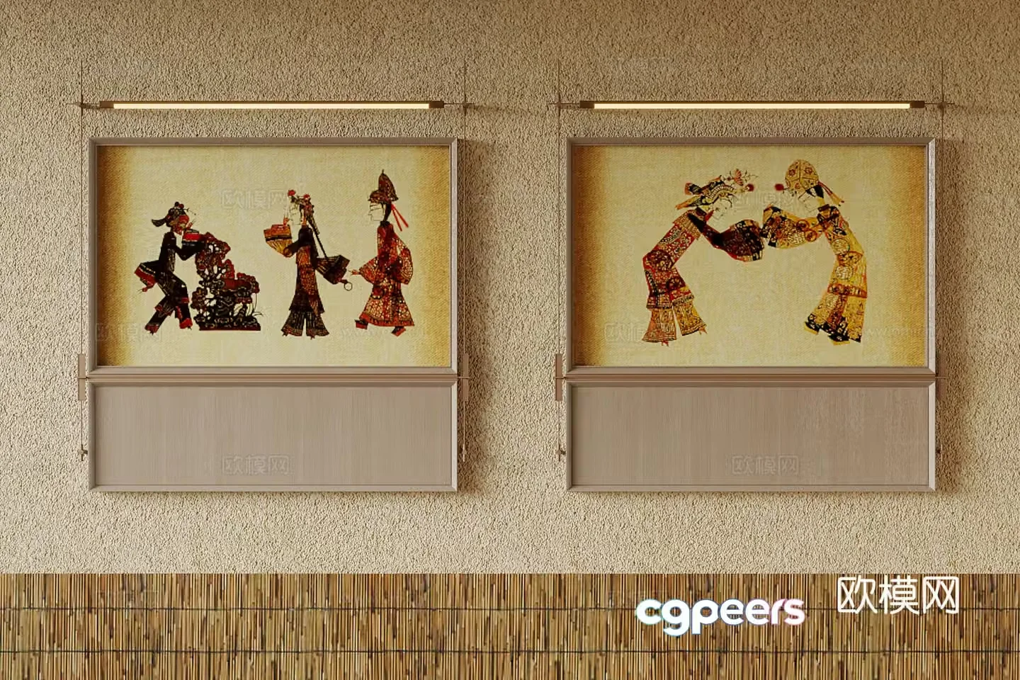 09 Modern B&B Hanging Painting Shadow Play Decorative Painting 3D Model
