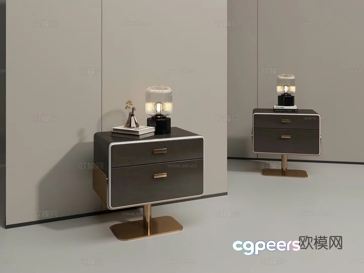 Modern bedside table light luxury bedside table ornament combination 3D model