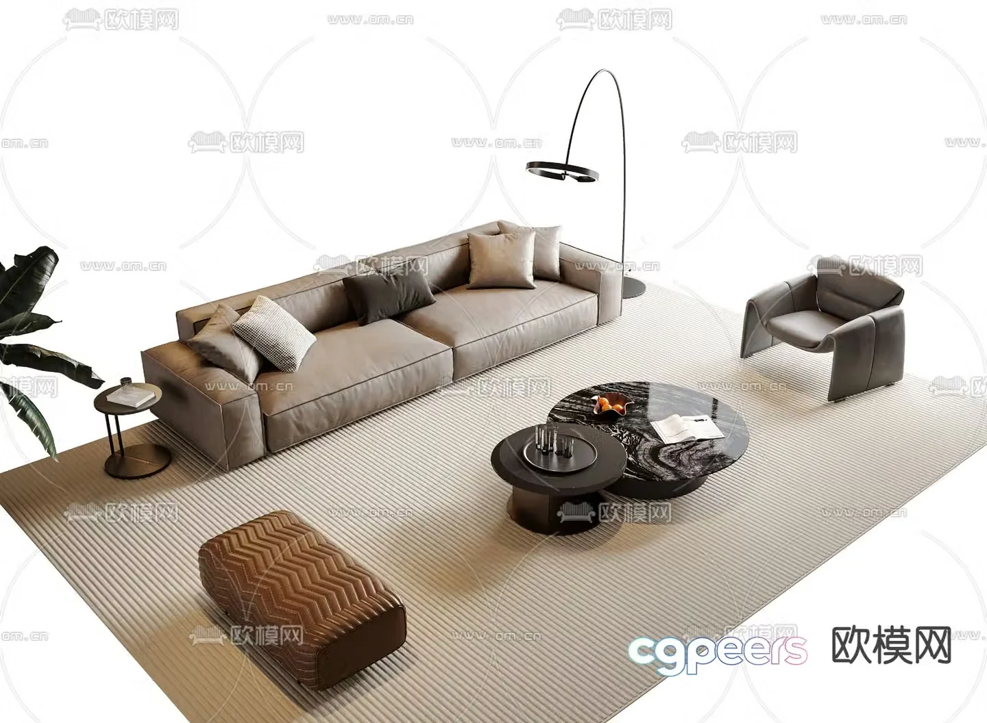 Italian sofa modular sofa 3d model