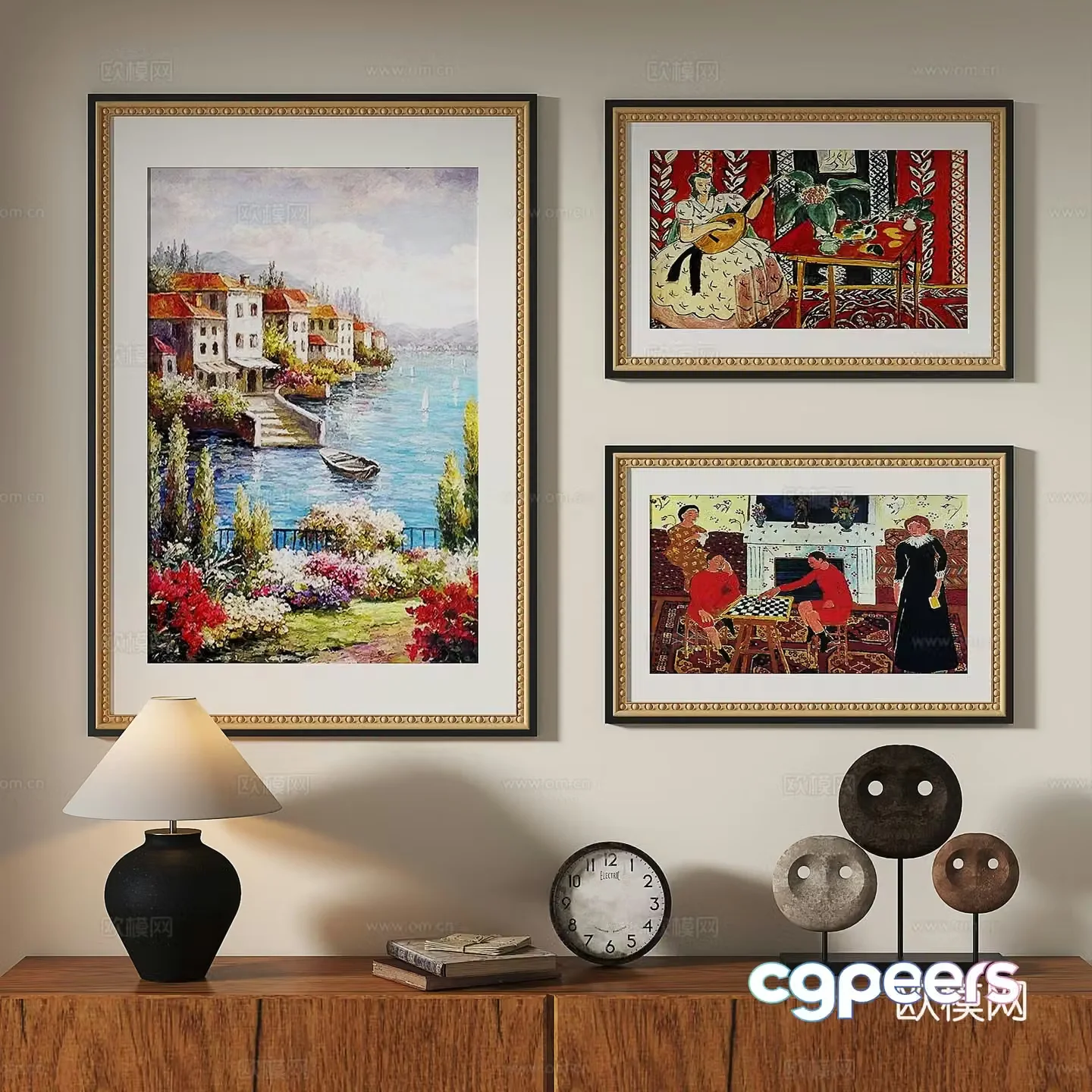 French retro oil painting modern European classical decorative painting 3d model