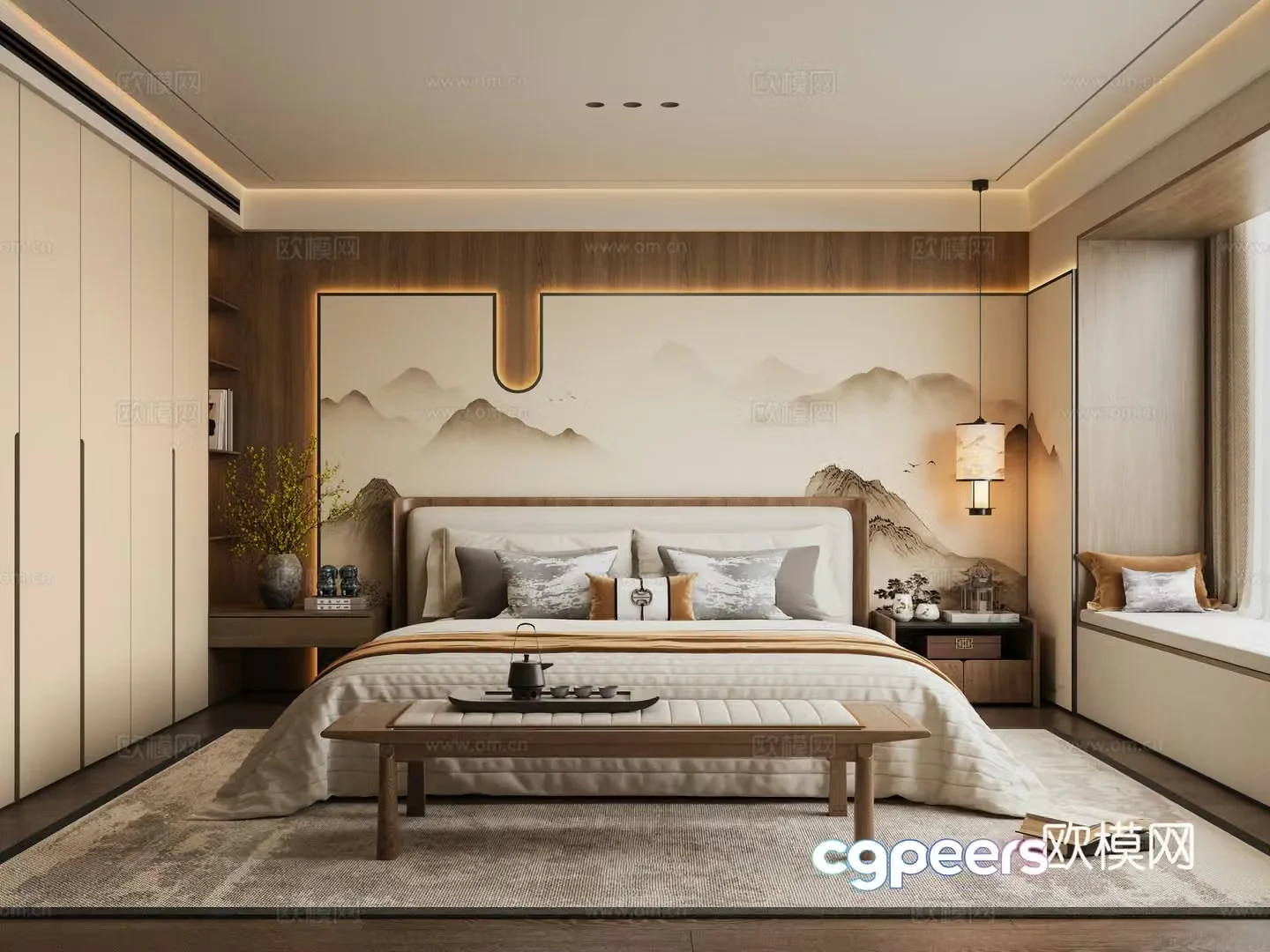 New Chinese style bedroom master bedroom 3d model
