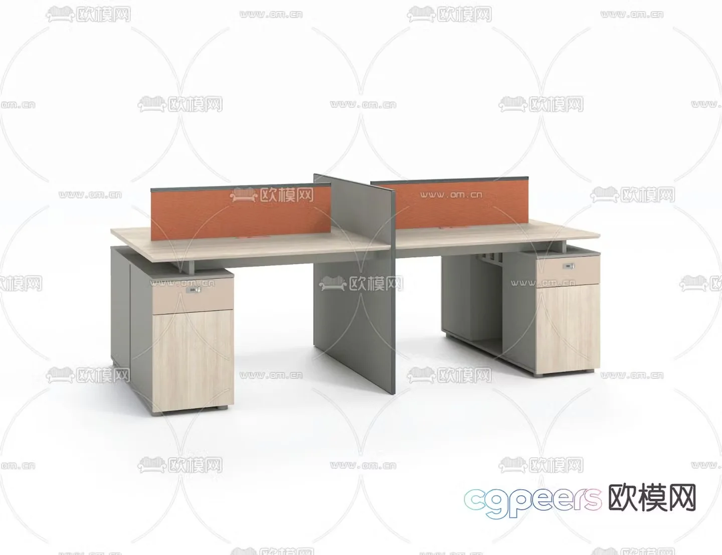 Desk employee desk post card slot 3D model