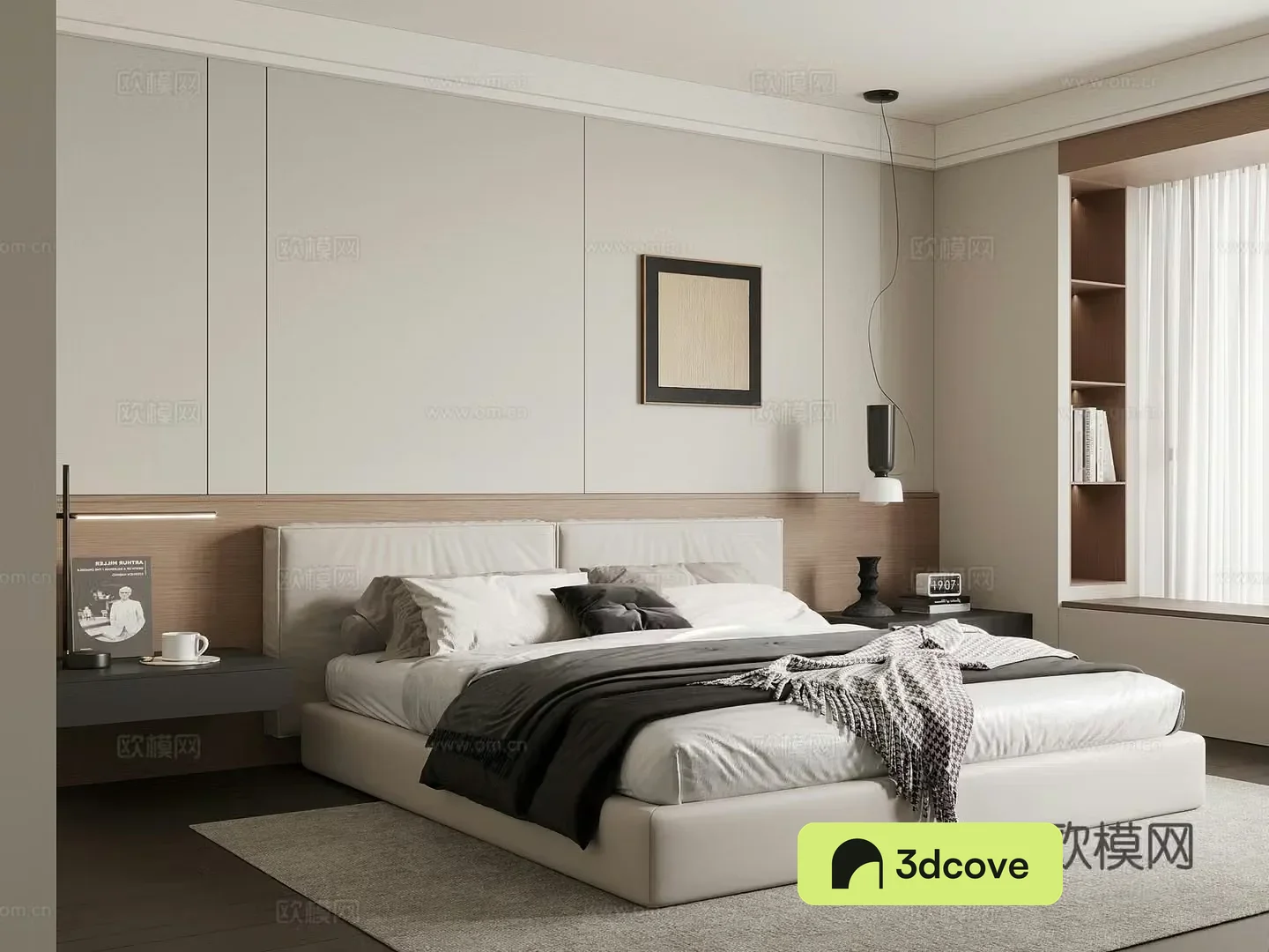 Modern minimalist bedroom master bedroom double bed