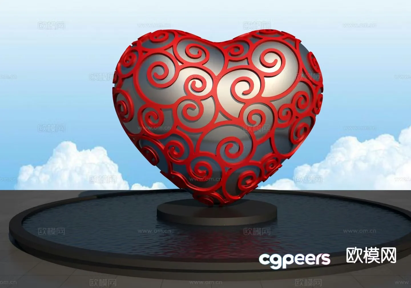 Simple cloud pattern sculpture love sculpture 3d model