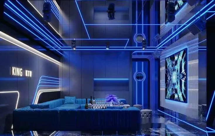 Modern Blue Entertainment Room 3D Model – 11308 – CORONA Render