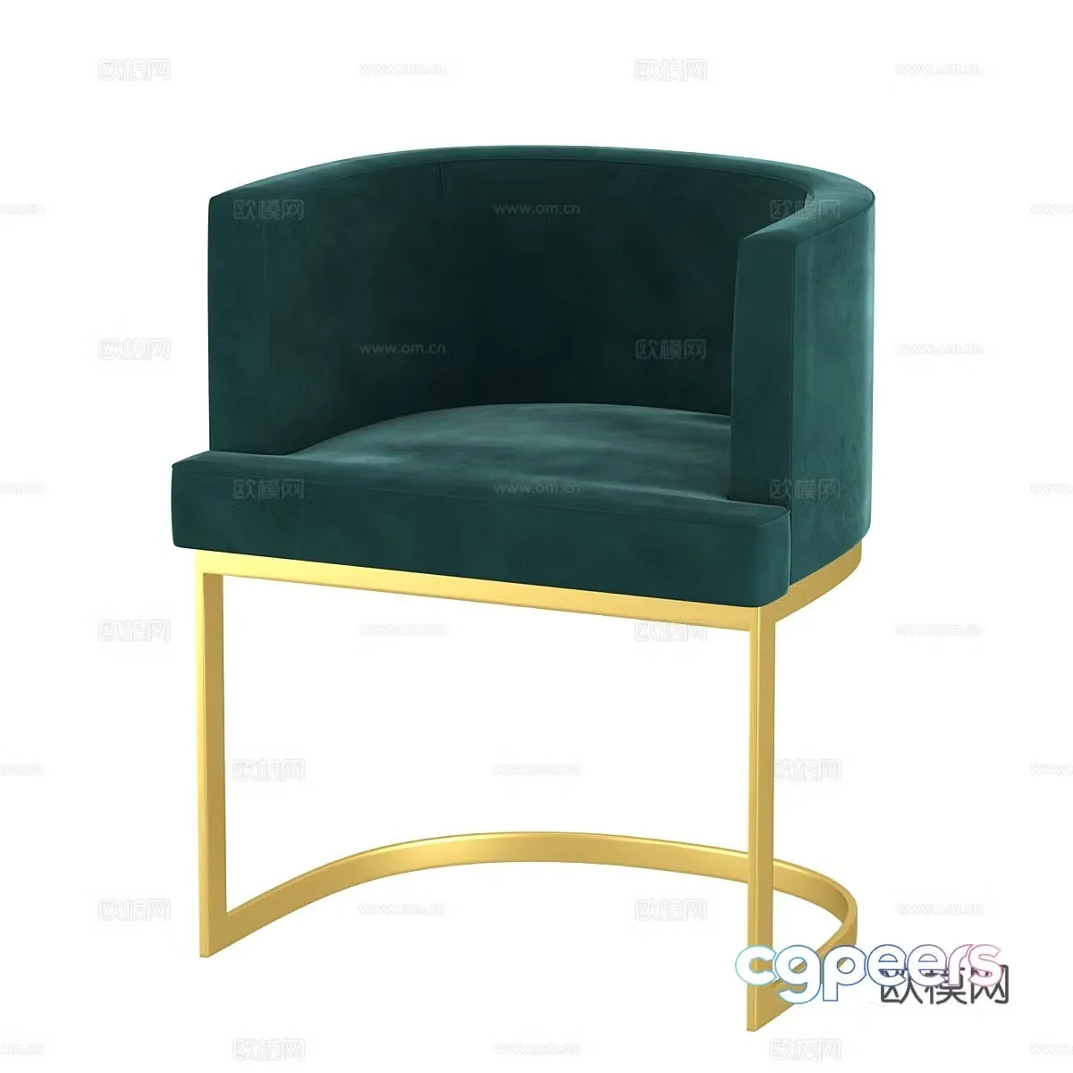 Modern Italian light luxury fabric dining chair 3D model