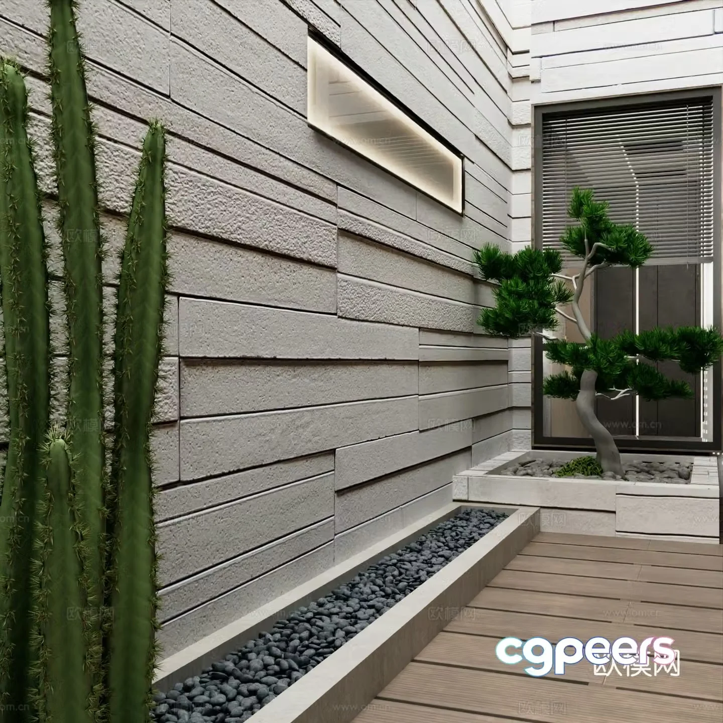Modern interior landscape entrance green plant landscaping courtyard 3d model