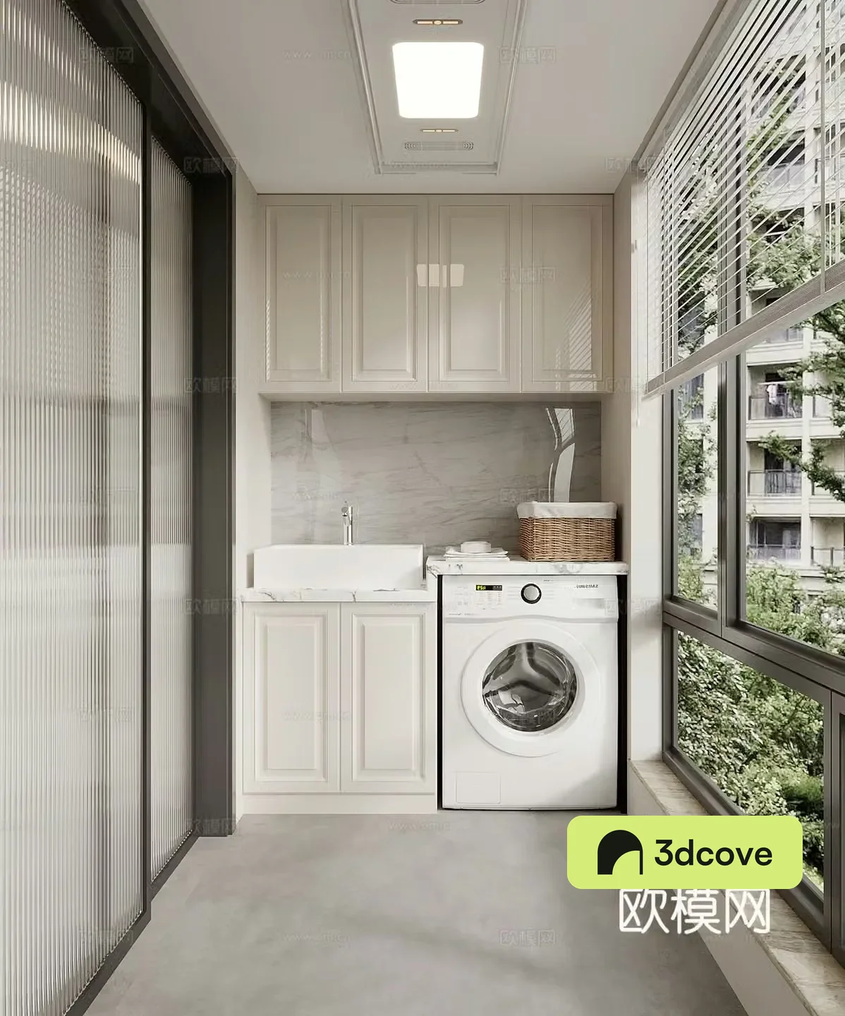 French balcony washing machine cabinet