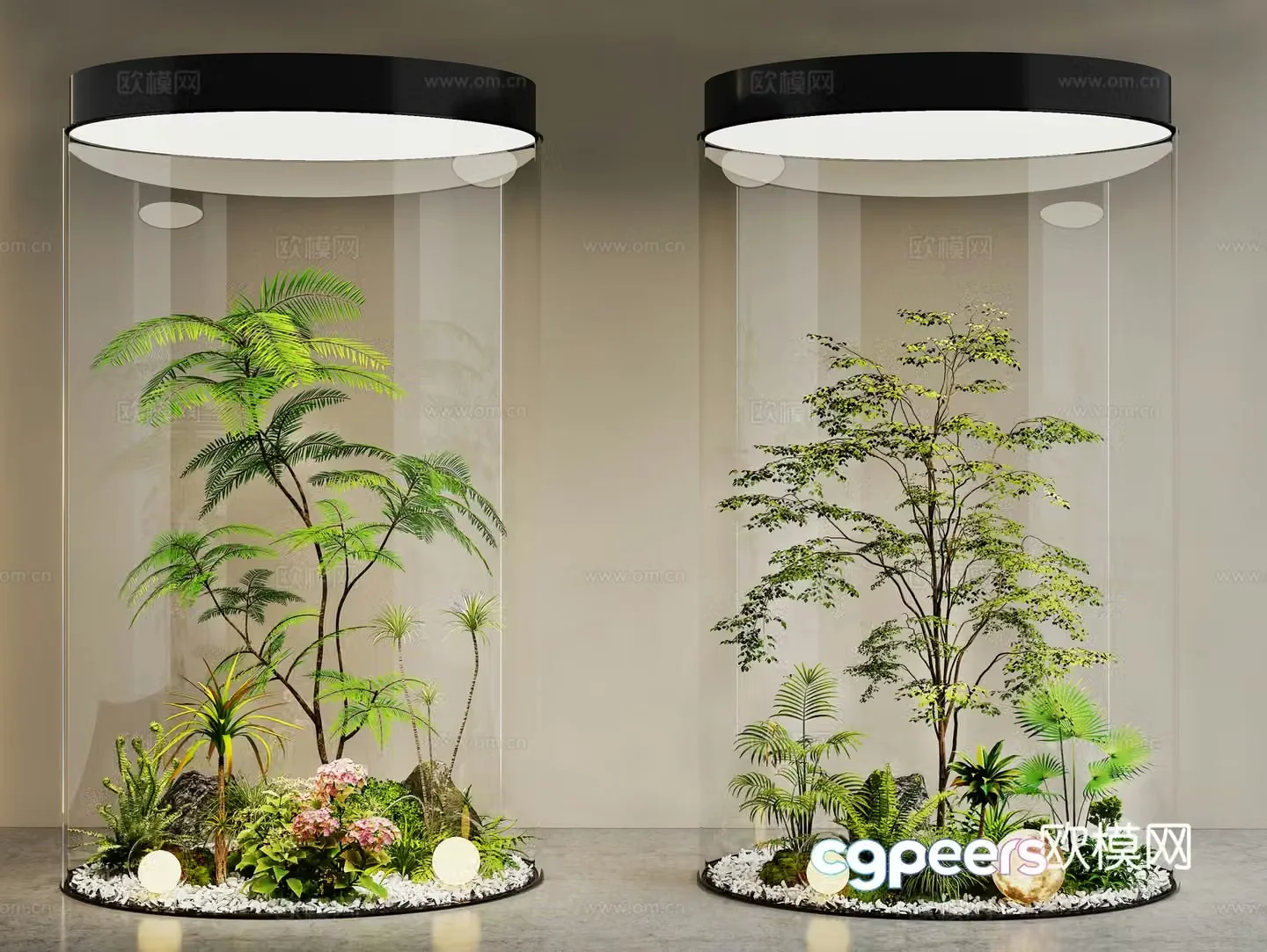 Modern interior landscape Landscape Plant pile Landscape Tree Glass cabinet Landscape Landscape Green Plant 3D Model