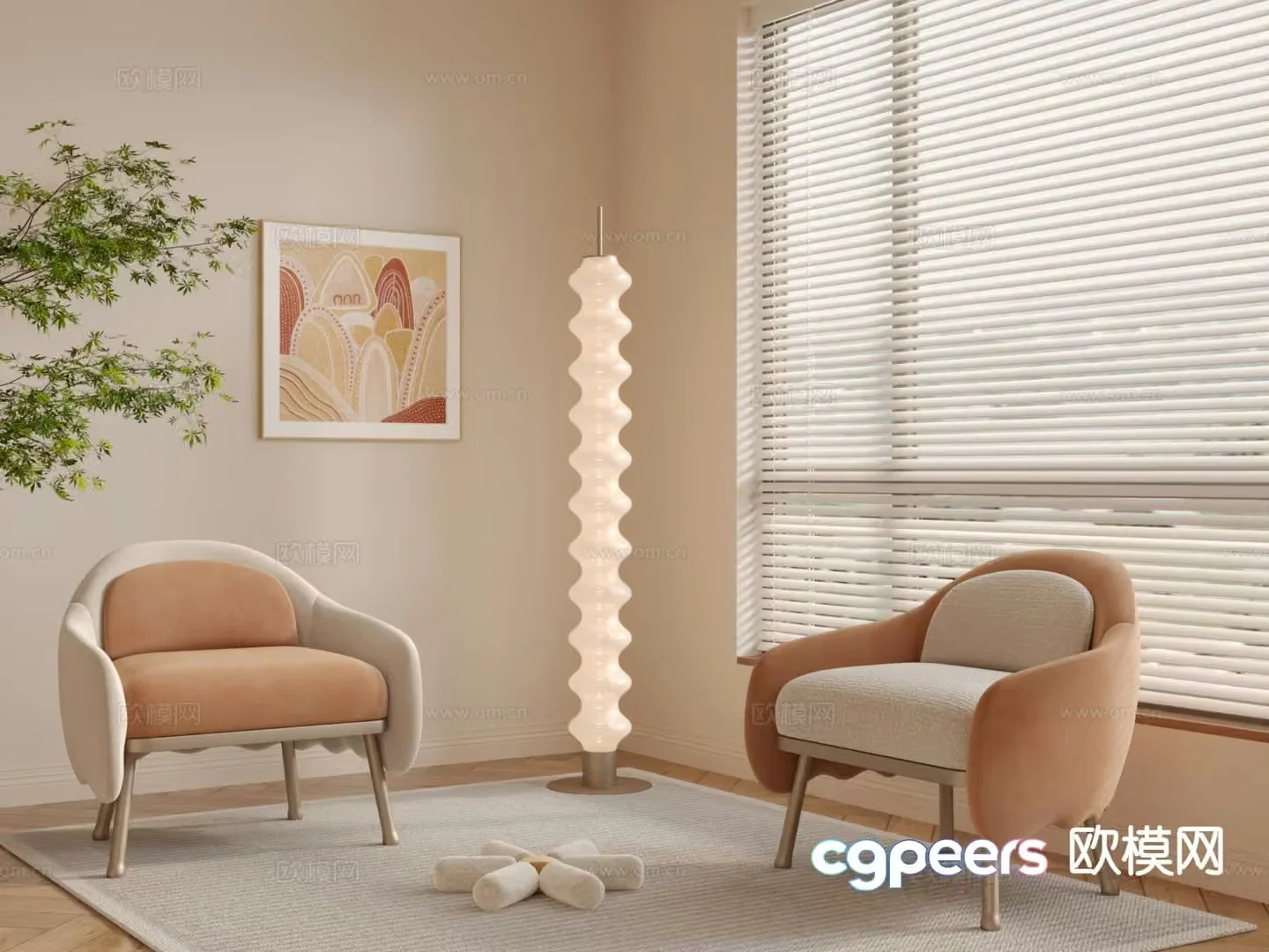 Cream style chair leisure chair 3d model