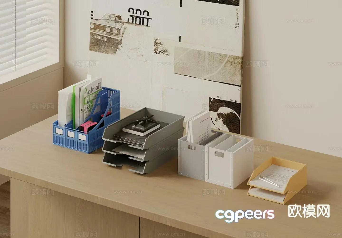 Modern folders stationery office supplies desktop ornaments 3D model