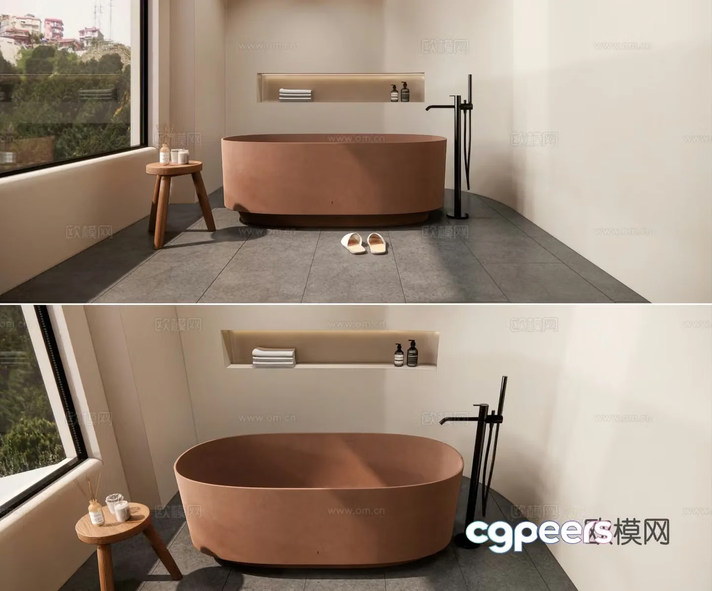 Wasabi wind bathroom bathtub Wasabi wind bathtub shower kit Villa bathroom bathtub separate bathtub 3d model