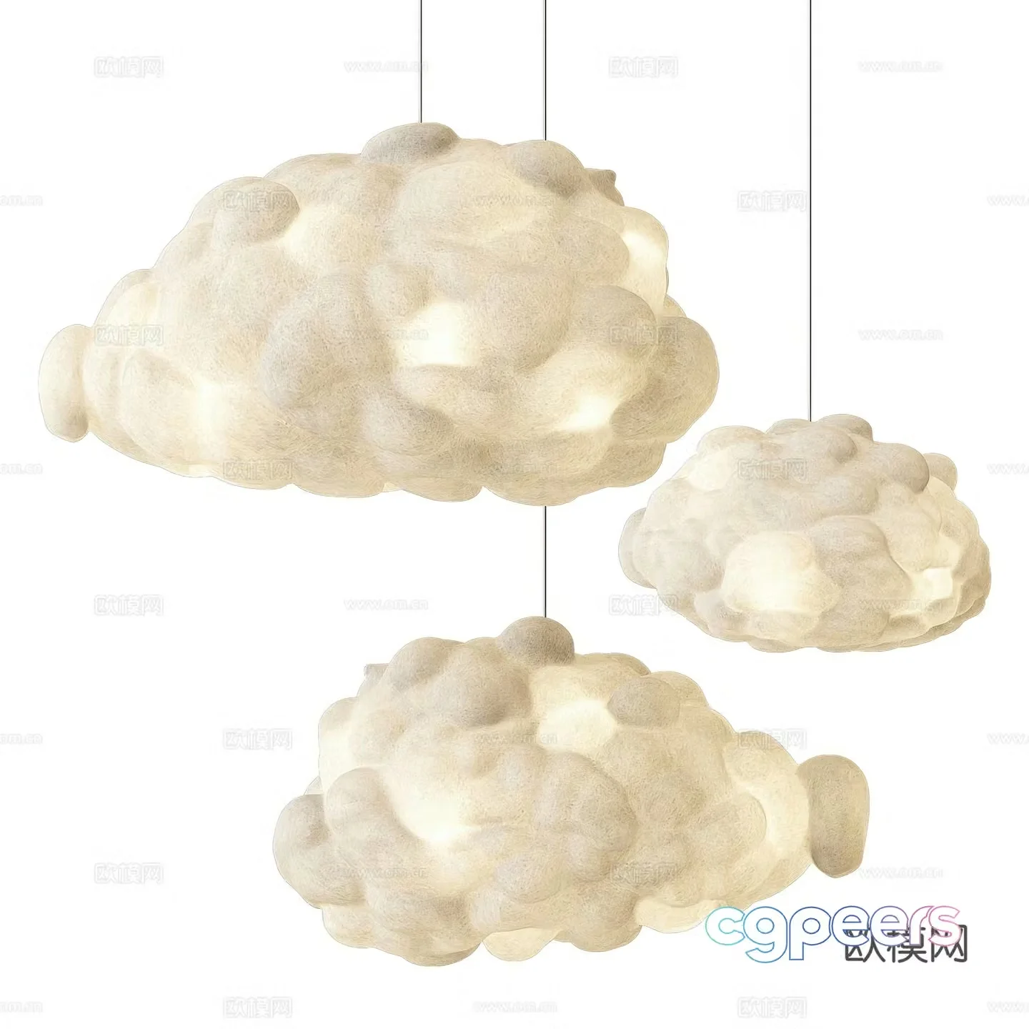 Modern decorative chandelier Cloud lamp 3d model