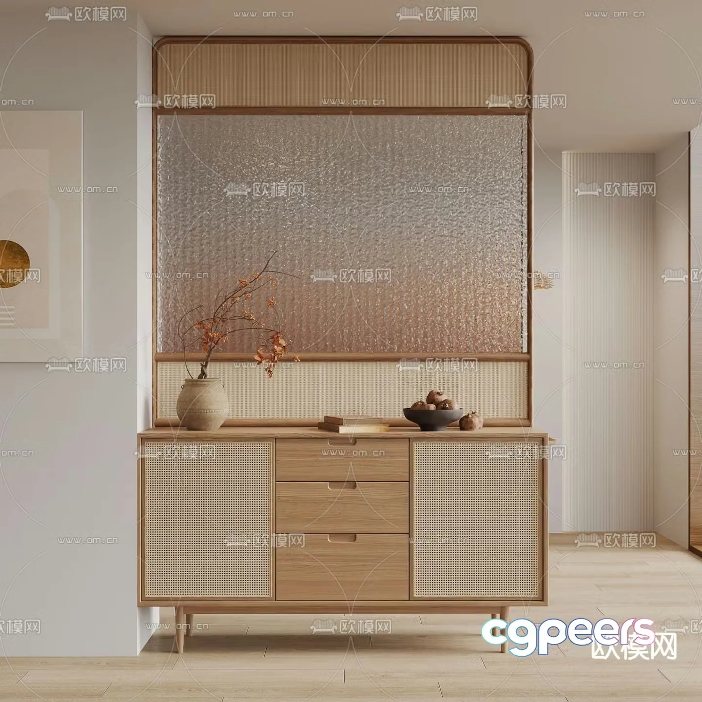 Nordic sideboard partition cabinet 3d model
