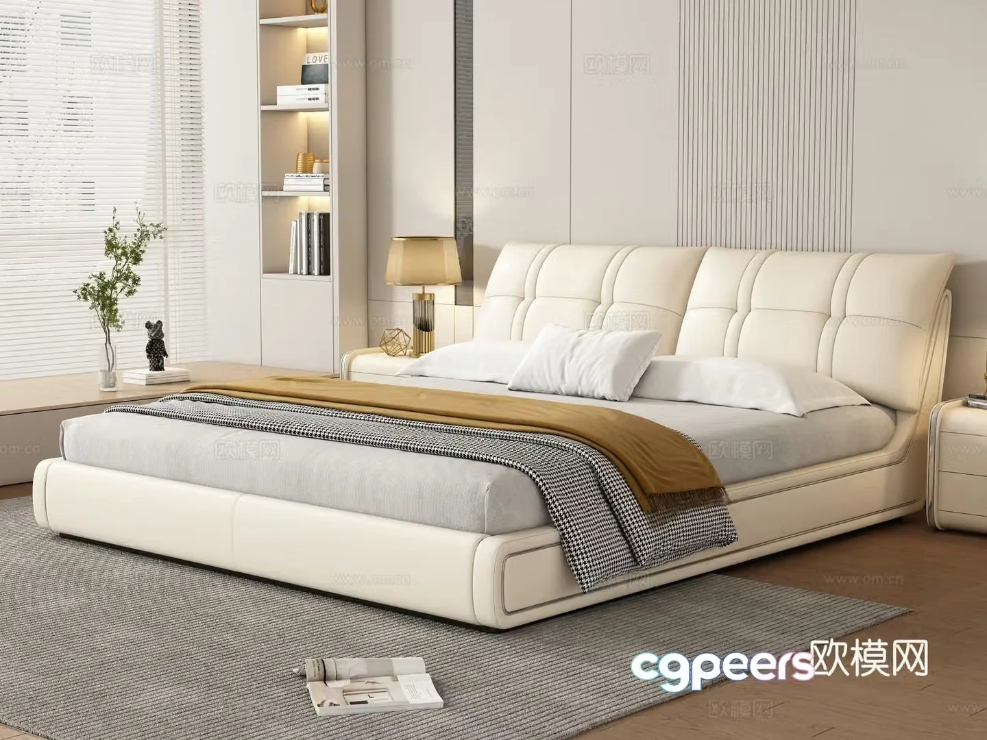 Modern double bed 3d model