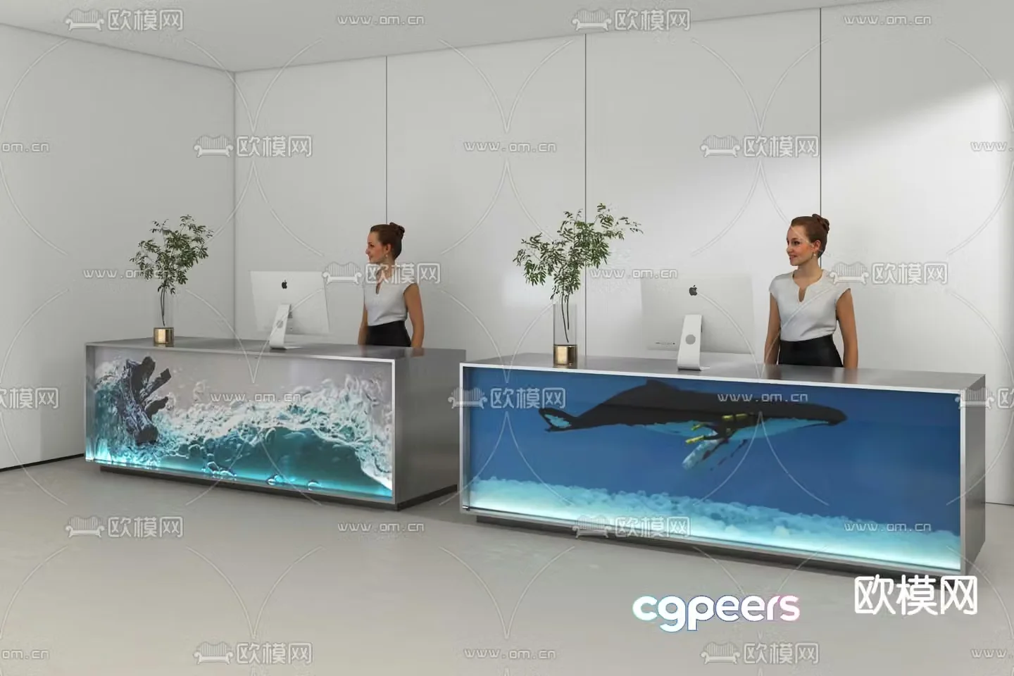 Modern reception desk artistic reception 3d model